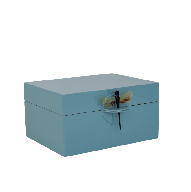 Lacquer Box "Dragonfly" in Petrol Blue - XL
