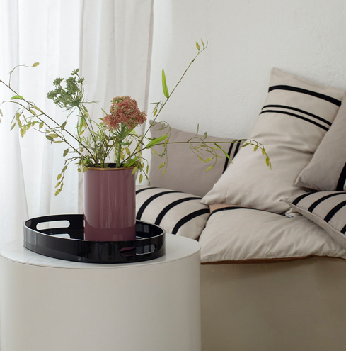 Lacquer Oval Tray Black 17.7 x11.8 inch