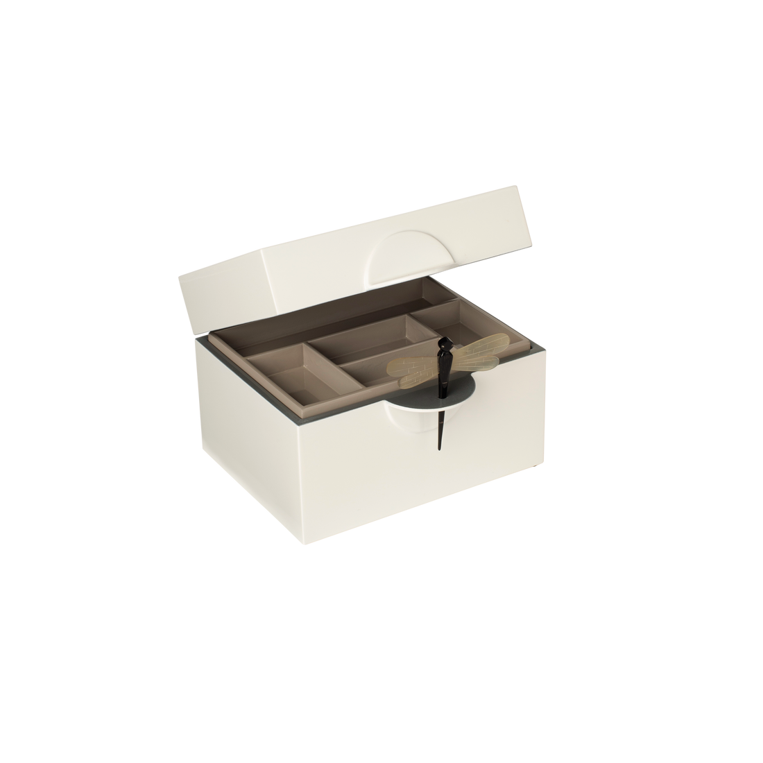 Lacquer Box "Dragonfly" in White - Big