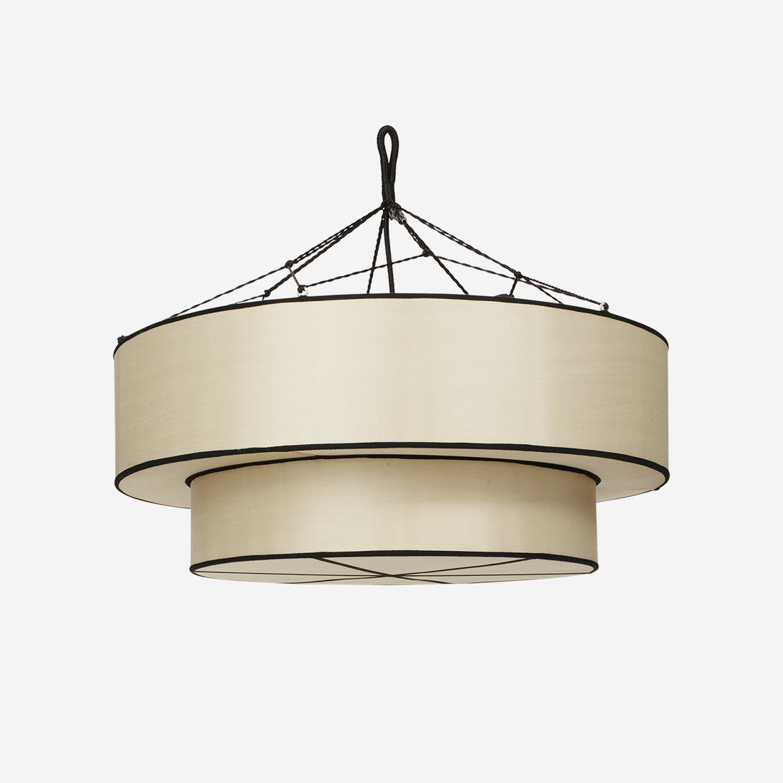 "TopHat" Lampshade in Classic Silk with Black Ribbon