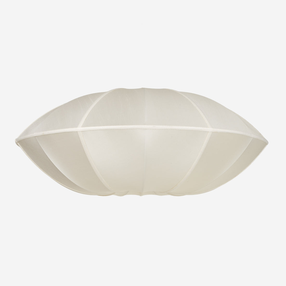 "UFO" Lampshade " in Off-White Silk with White Ribbon