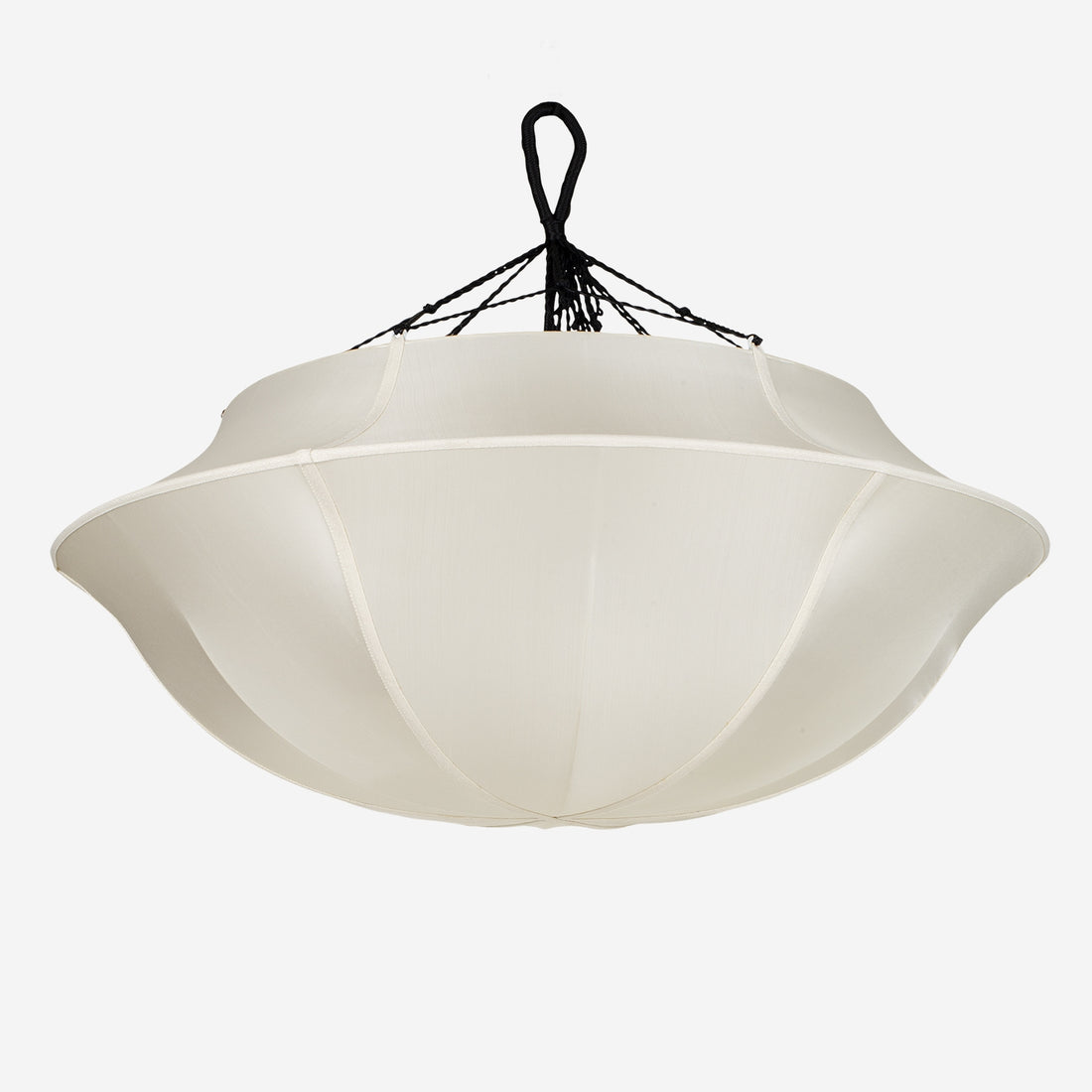 "Umbrella" Lampshade "in Off-White Silk with White Ribbon