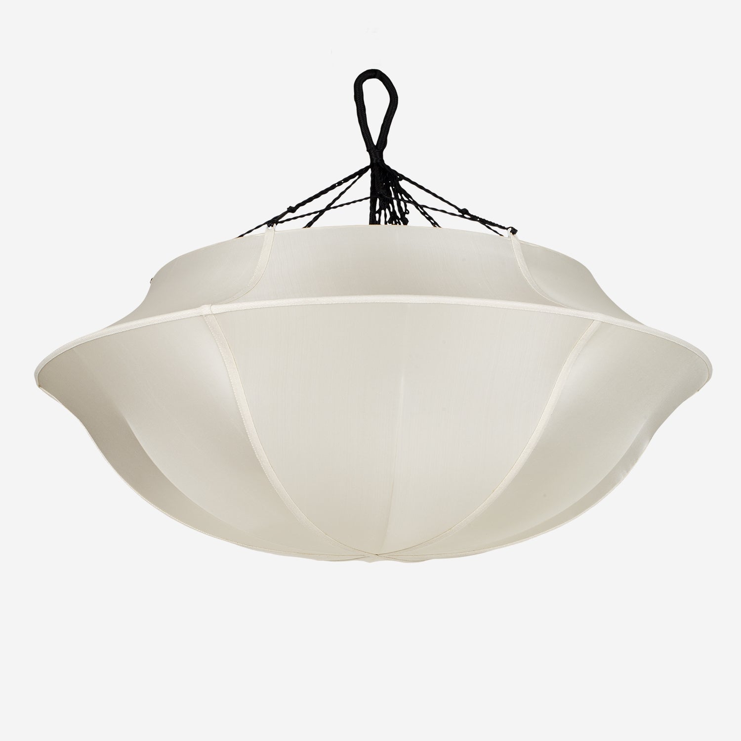 &quot;Umbrella&quot; Lampshade &quot;in Off-White Silk with White Ribbon