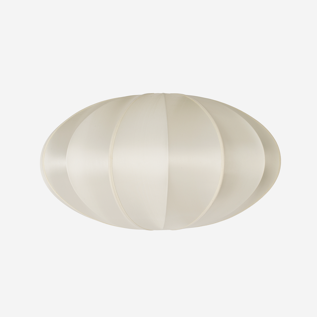 "Pumpkin" Lampshade in Off-White Silk with White Ribbon