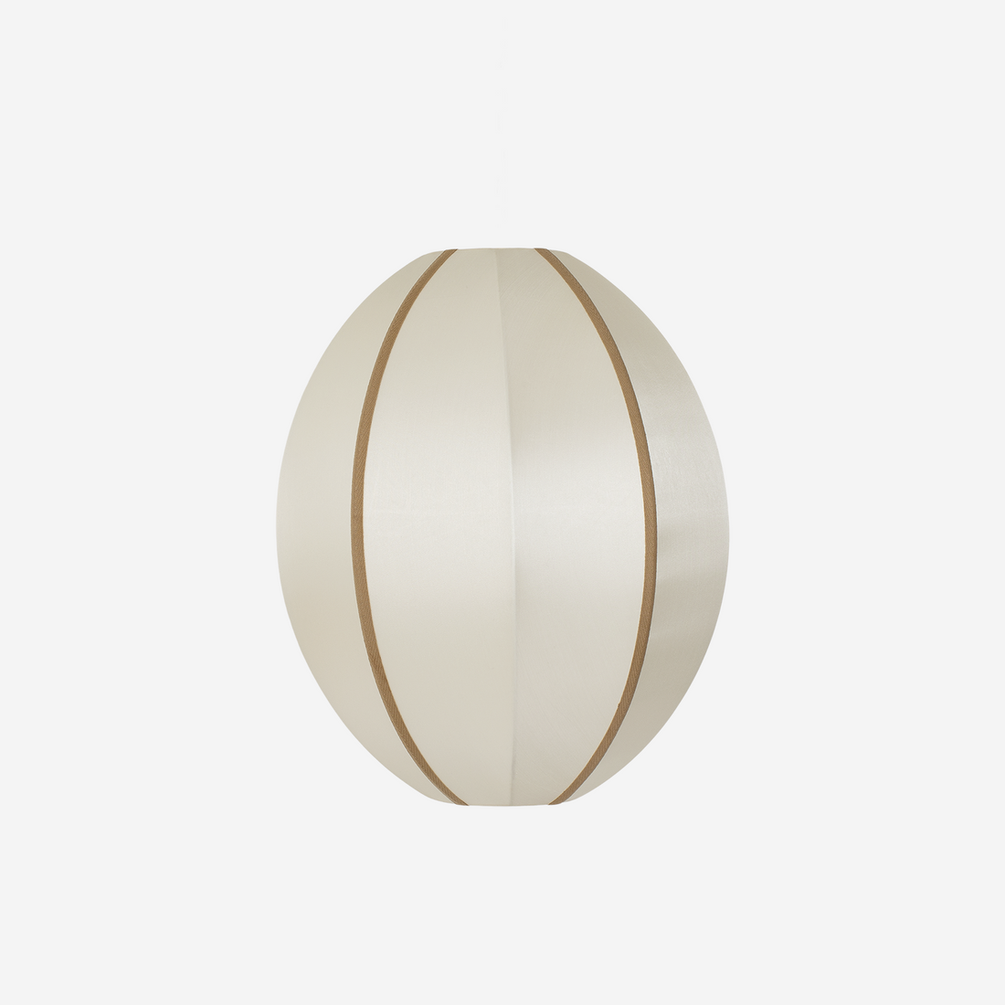 "Oval Small" Lampshade in Off-White Silk with Amber Ribbon