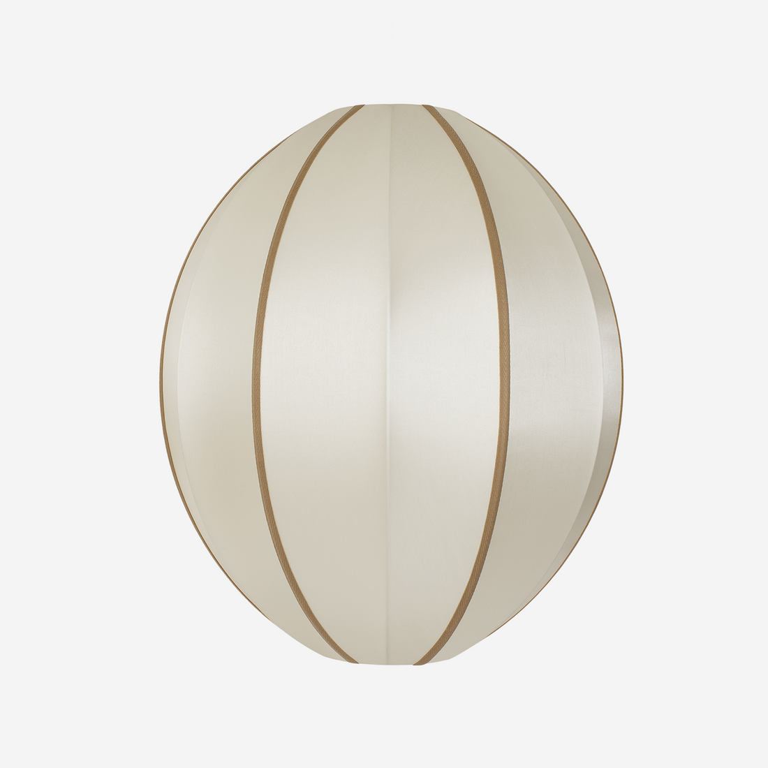 &quot;Oval Large&quot; Lampshade in Off-White Silk with Amber Ribbon