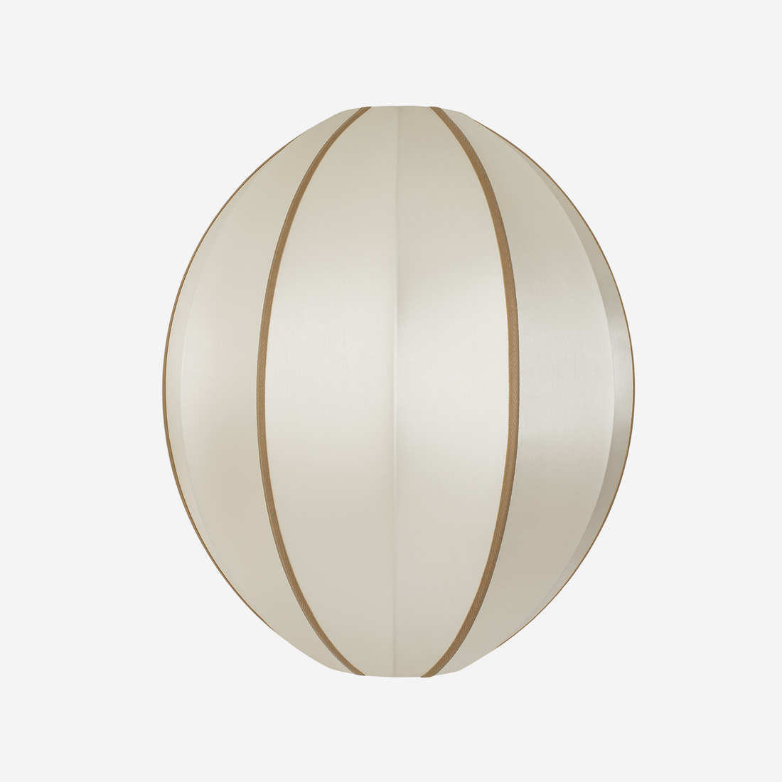 "Oval Large" Lampshade in Off-White Silk with Amber Ribbon