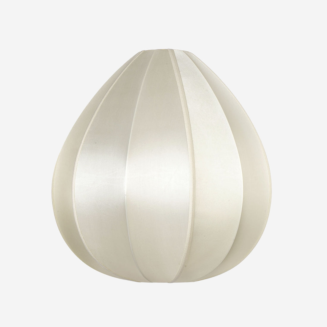 &quot;Lotus Big&quot; Lampshade in Off-White Silk with White Ribbon