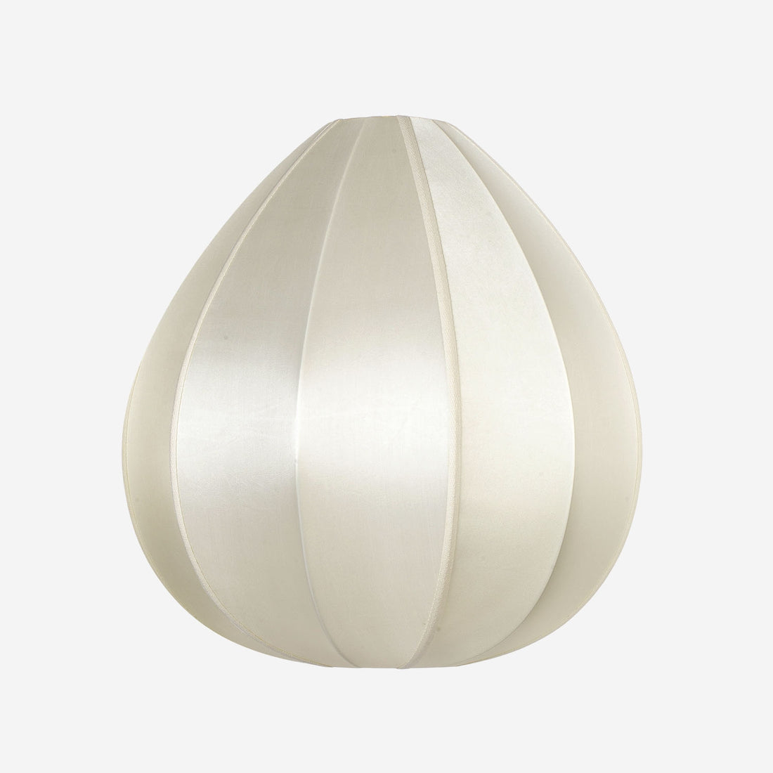 "Lotus Big" Lampshade in Off-White Silk with White Ribbon