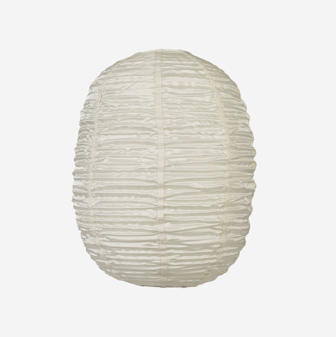 Lampshade "Folding Oval" Off-White Silk with White Ribbon