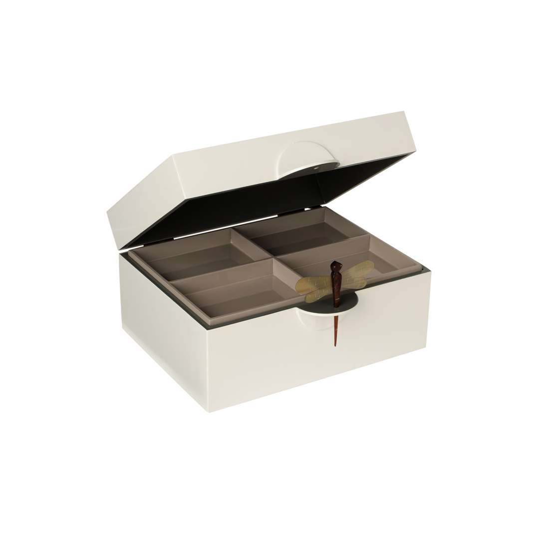 Lacquer Box "Dragonfly" in White XL