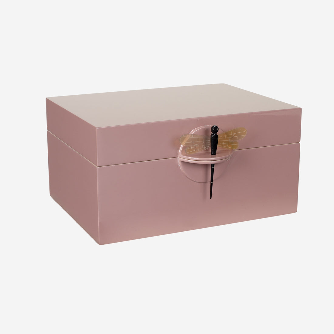 Lacquer Box "Dragonfly" in Old Rose, XL