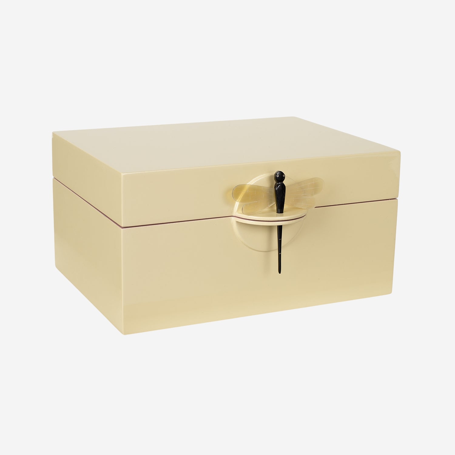 Lacquer Box &quot;DragonFly&quot; in Soft Yellow, XL
