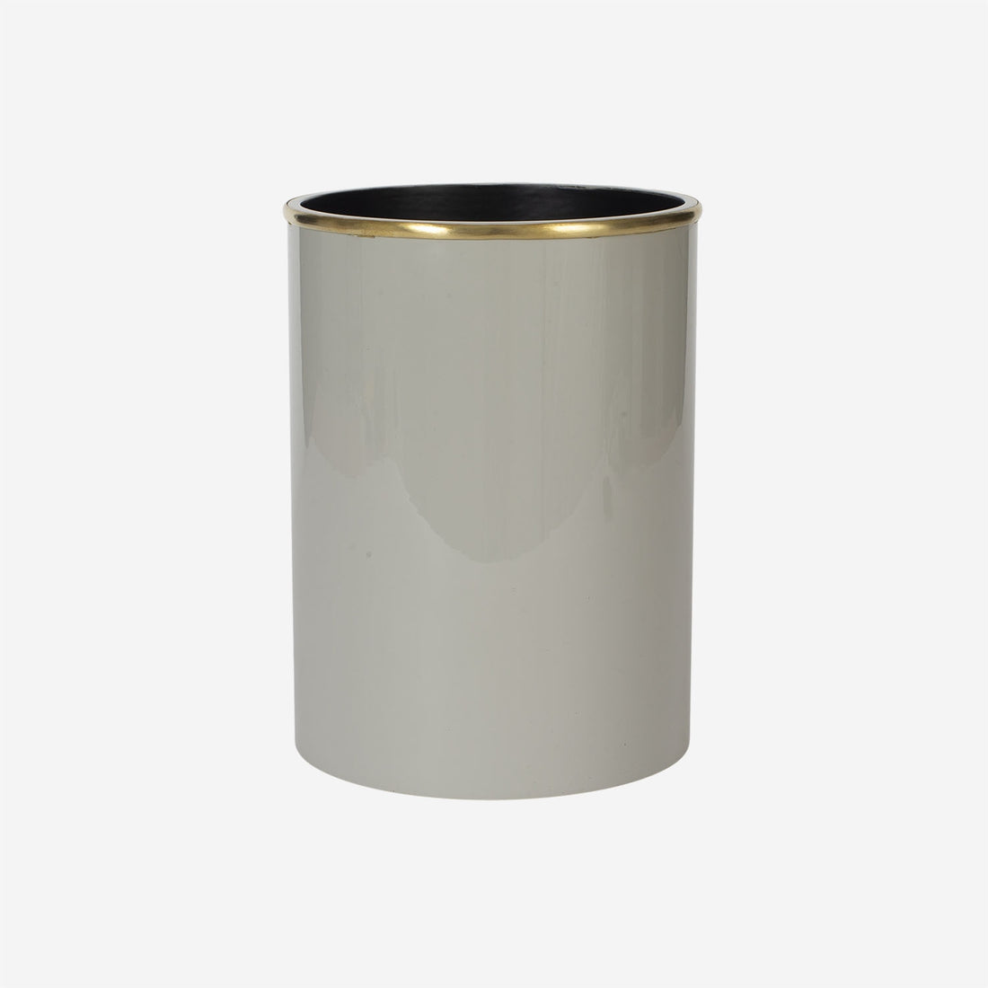 Vase w brass rim cool grey