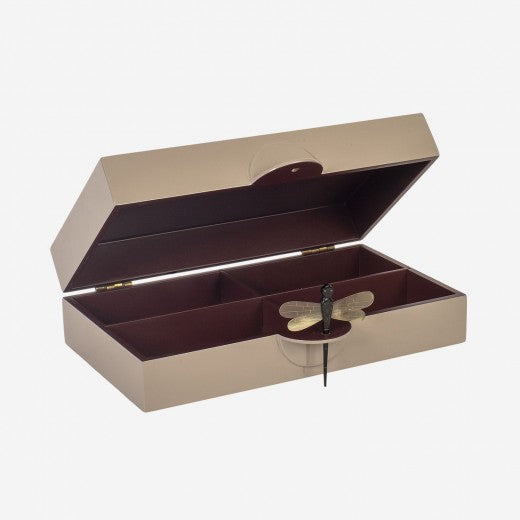 Lacquer Box " Dragonfly" in Cashmere -Flat/Big