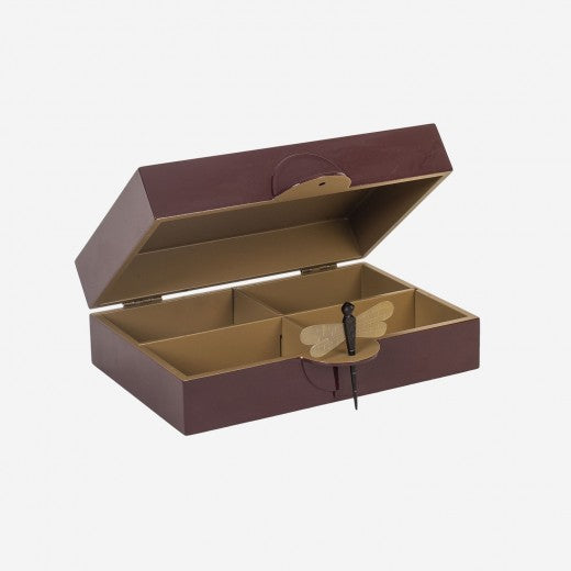 Lacquer Box "Dragonfly" in Bordeaux -Flat/Big