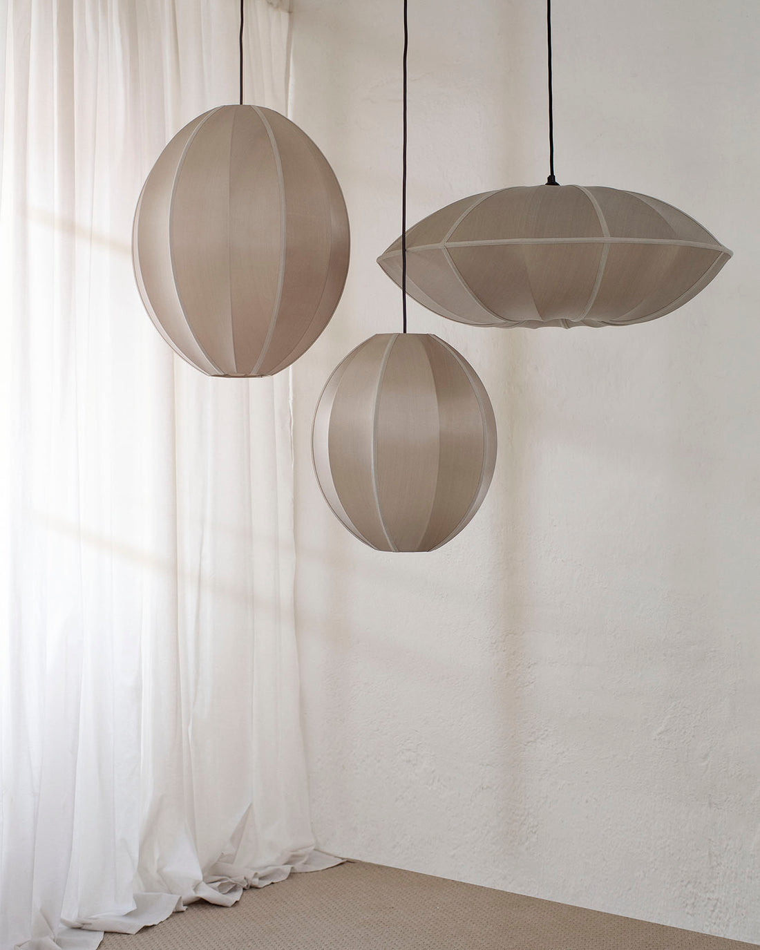 "UFO" Lampshade in Silk Cashmere Color with Matching Ribbon