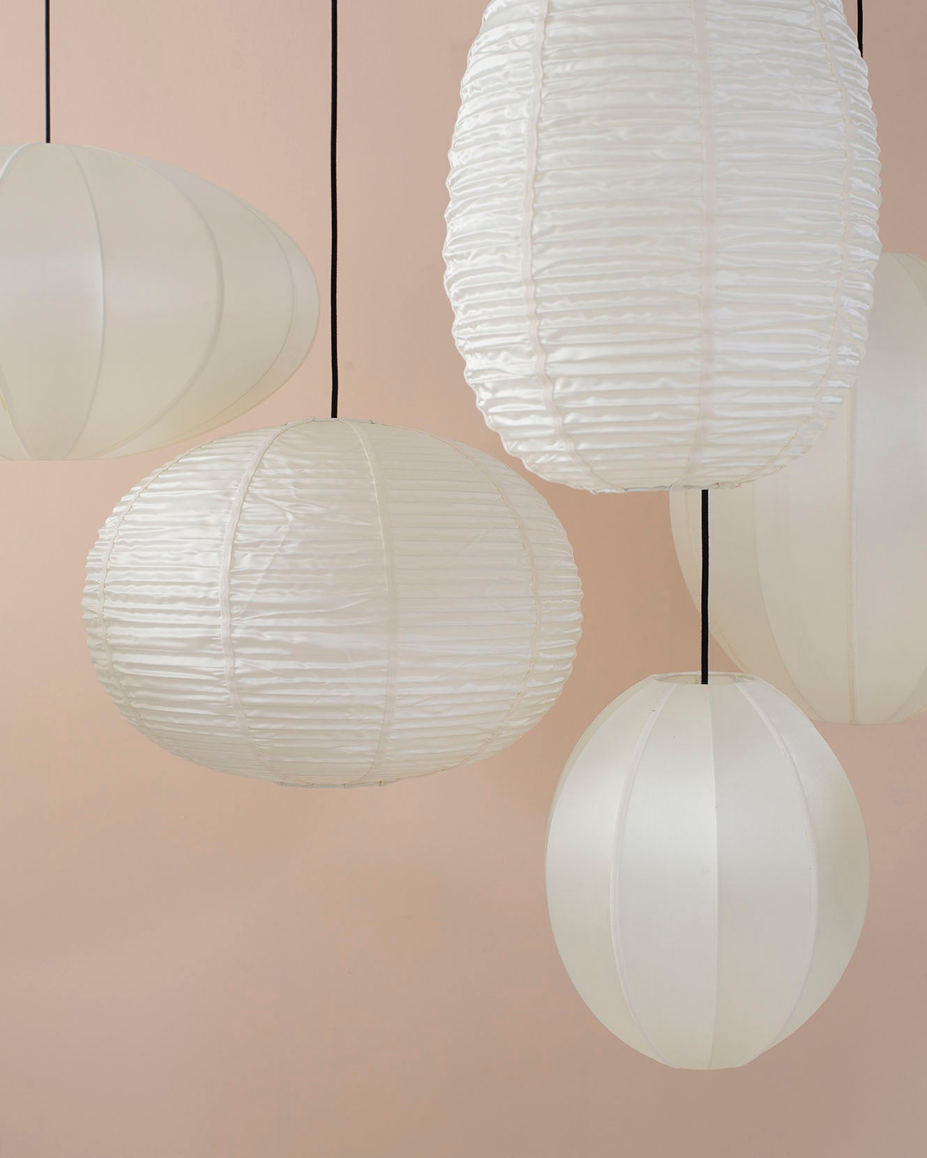 &quot;Oval Large&quot; Lampshade&quot; in Off-White Silk with White Ribbon
